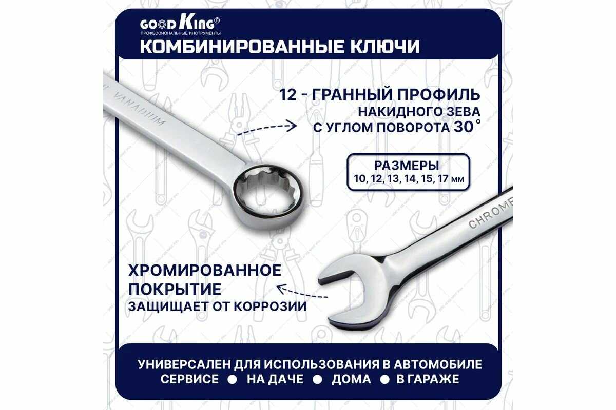 Набор инструментов GOODKING M-10061 [1/2-дюймовая трещотка на 72 зубца]. фотография 2