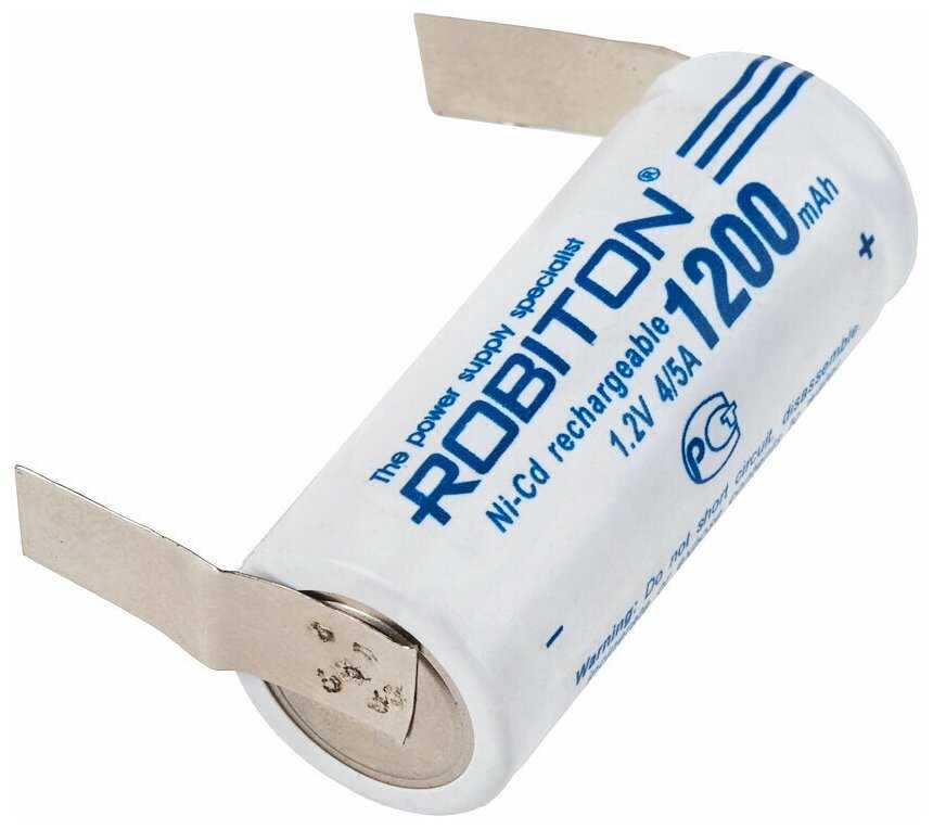 Аккумулятор ROBITON 1200NC (4/5А), NiCd, 1.2 В, 1200 мАч с лепестковыми выводами PK1