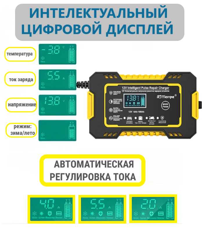 Автоматическое зарядное устройство Автоматическое зарядное устройство 12В с функцией импульсного восстановления и ремонта фотография 3