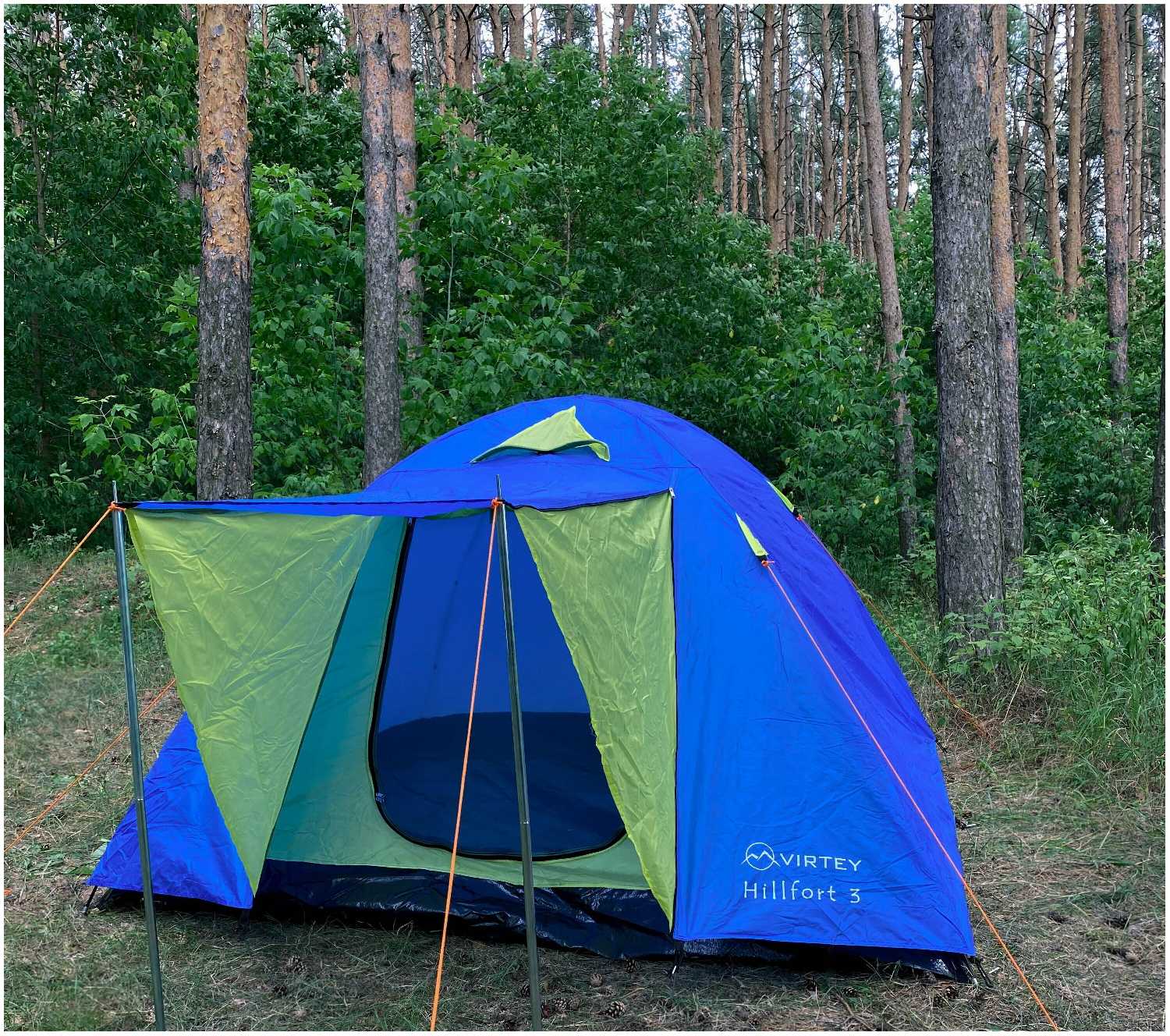 Палатка туристическая 3х местная двухслойная с тамбуром Virtey Hillfort-3 (310х210х130 см) фотография 3