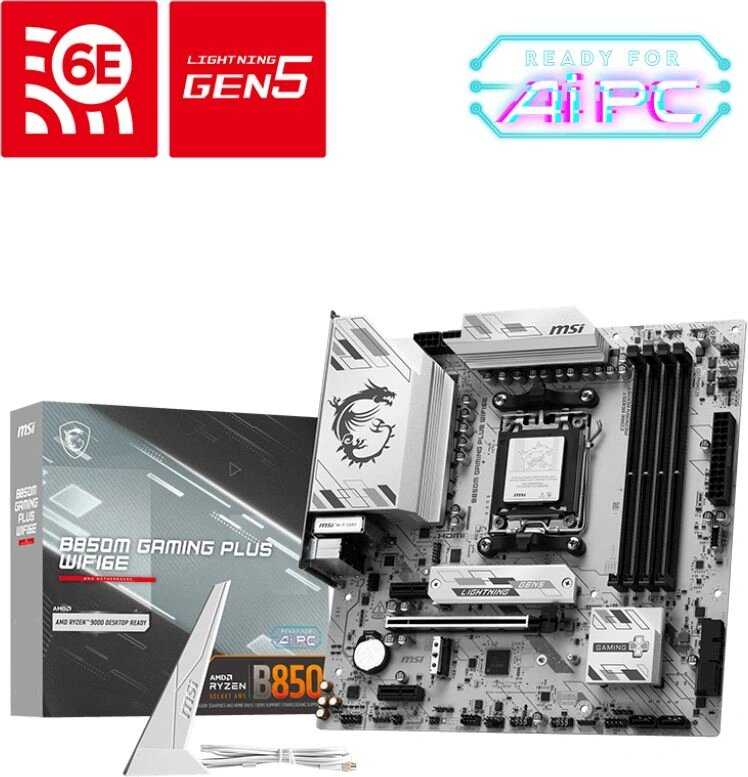 M/B MSI B850M GAMING PLUS WIFI6E SocketAM5 AMD B850 4xDDR5 mATX AC`97 8ch(7.1) 2.5Gg RAID+HDMI+DP фотография 3