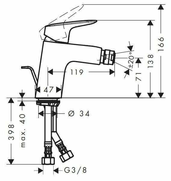 Смеситель для биде hansgrohe Logis 71204000, рычажный фотография 1