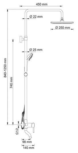 Душевая стойка WasserKRAFT A14401, хромоникелевое фотография 4