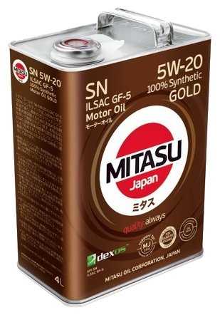 Синтетическое моторное масло Mitasu MJ-100 Gold SN 5W-20 фотография 1
