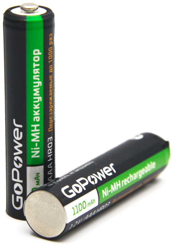 Аккумуляторная батарейка GoPower R03 AAA BL2 NI-MH 1100mAh 2шт. фотография 1