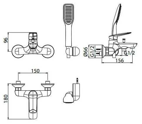 Смеситель для ванны M&Z Laguna LGA00500 фотография 1