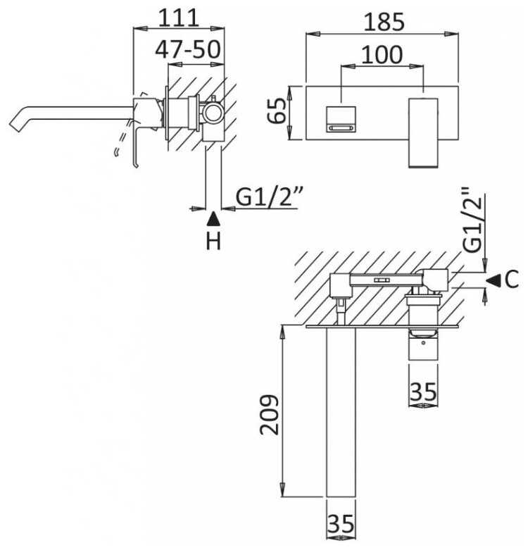 Смеситель Cezares Porta BLI-01-W0 фотография 1