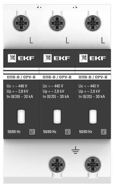 Устройство защиты от импульсных перенапряжений EKF ОПВ-B/3P In 30кА 400В фотография 1