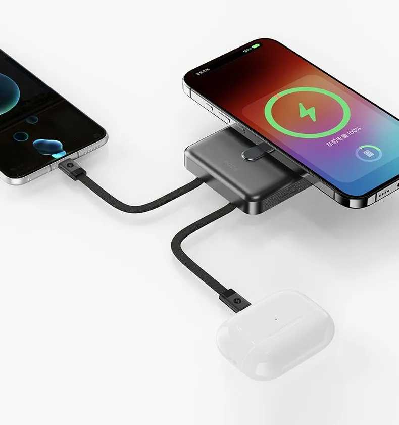 Внешний аккумулятор ROCK P50 (5-in-1 PD20W Magnetic Wireless Power Bank 10000mAh) фотография 7