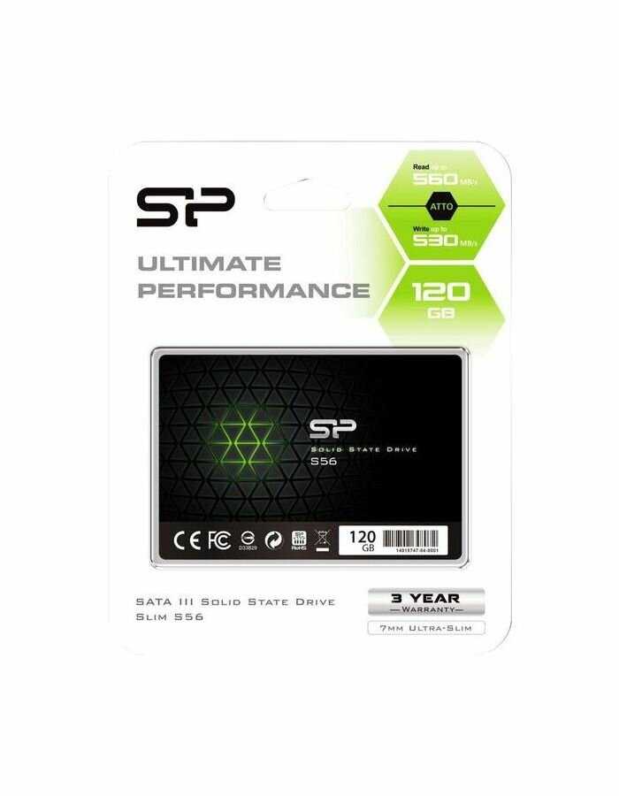 Твердотельный накопитель Silicon Power Slim S56 SATA (SP120GBSS3S56B25) фотография 1