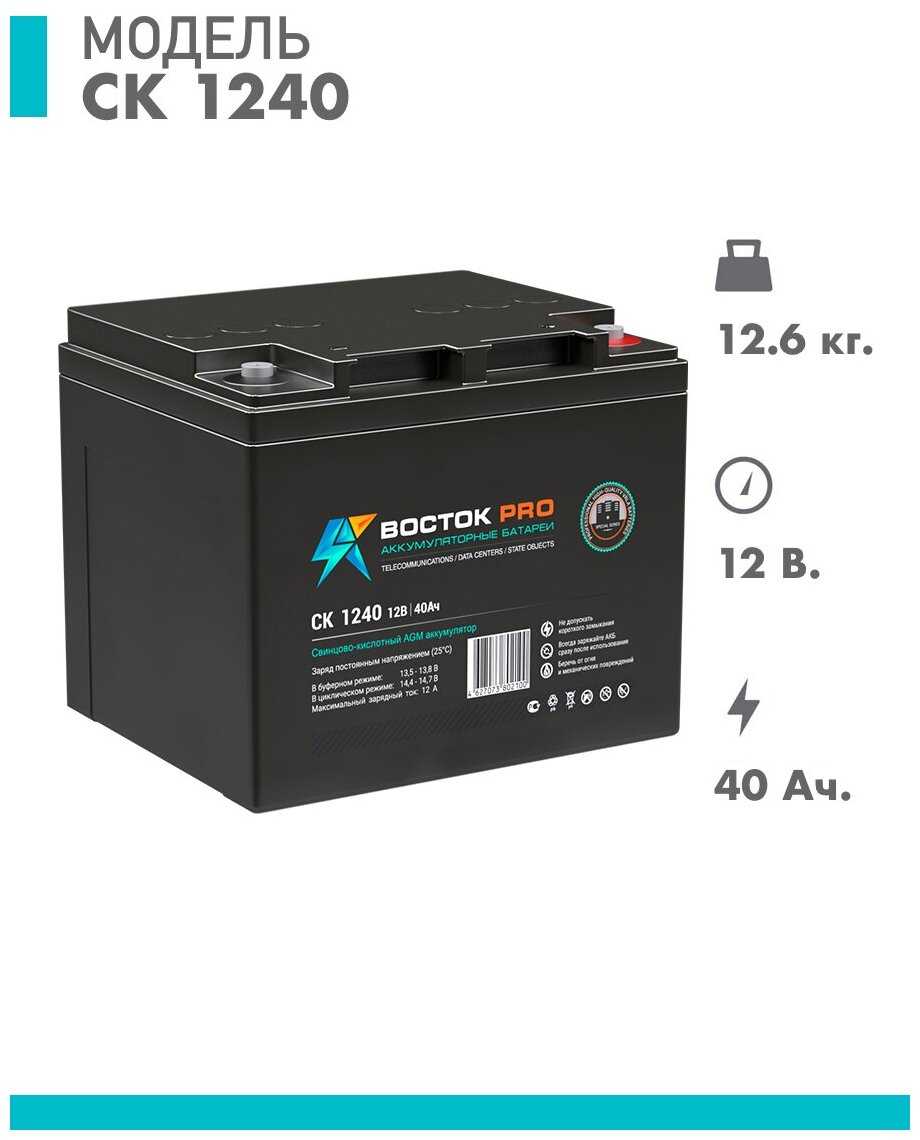 Аккумуляторная батарея Восток PRO СК-1240 фотография 2