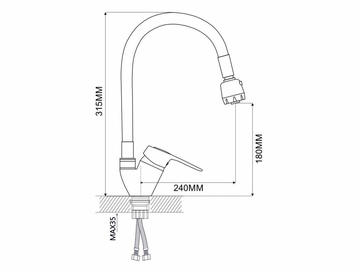 Смеситель для кухни ECONOCE D40-A с гибким изливом (EC0245BL) фотография 2