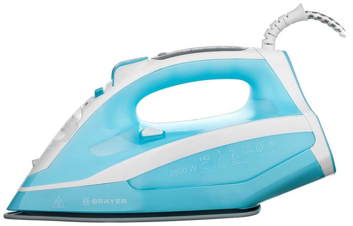 Паровой утюг BRAYER BR4000 2600 Вт, керамич. автооткл, пар 140 г/м LED, антикапля, cпрей. фотография 7