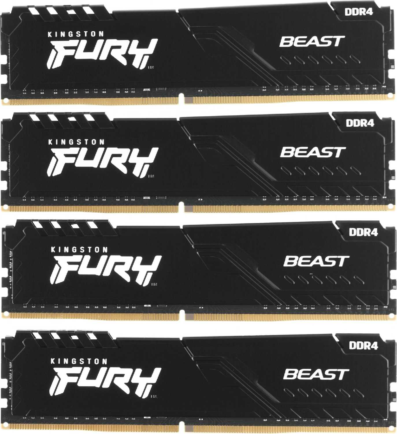 Оперативная память Kingston Fury Beast DDR4 3600 МГц 4x16 ГБ (KF436C18BBK4/64) фотография 2