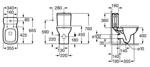 Чаша унитаза напольная Roca Debba 342997000 с горизонтальным выпуском фотография 1