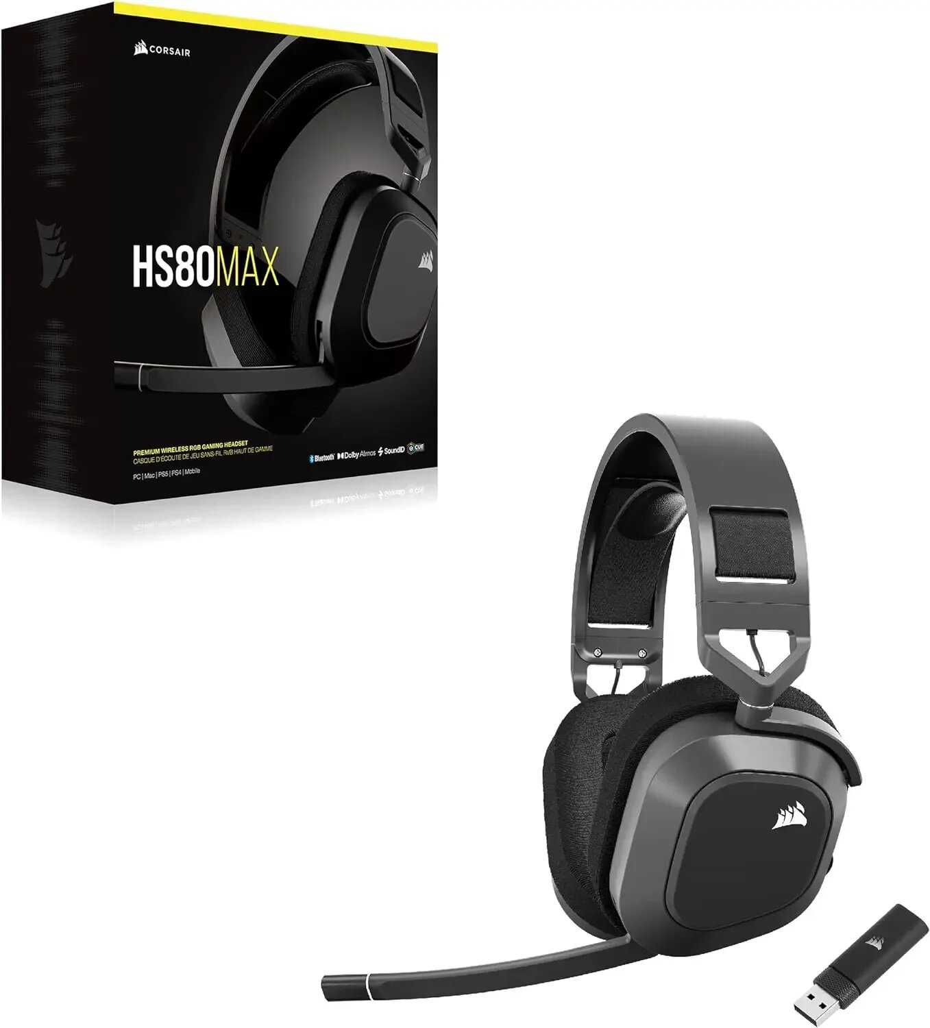 Беспроводная игровая гарнитура Corsair HS80 MAX с Bluetooth - Dolby атмосферs-качественным микрофоном