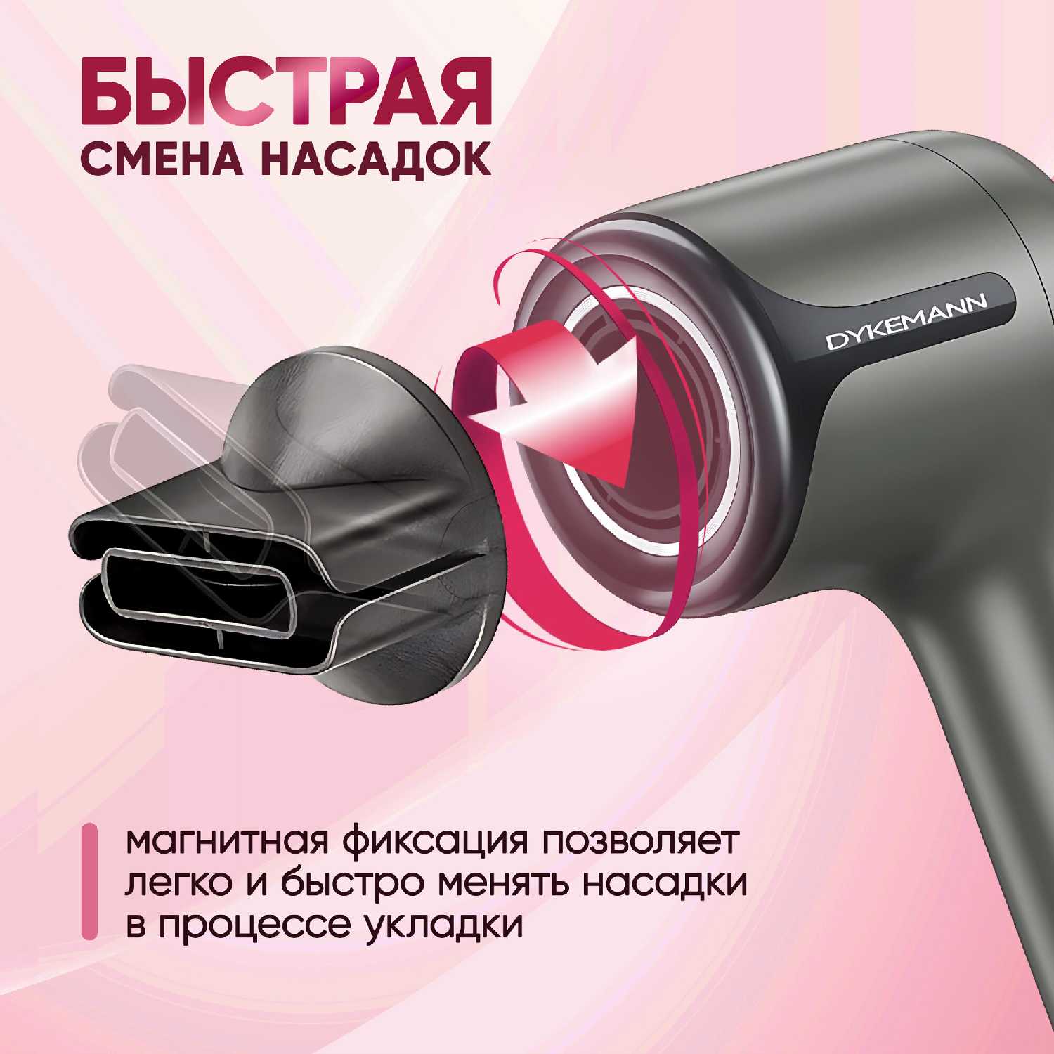 Фен Dykemann Фен с магнитными насадками Dykemann SE-09 фотография 2