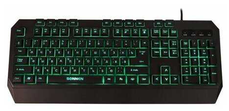 Клавиатура проводная игровая SONNEN KB-7700, USB, 104 клавиши + 10 программируемых клавиш, RGB, черная, 513512, 513512 фотография 8