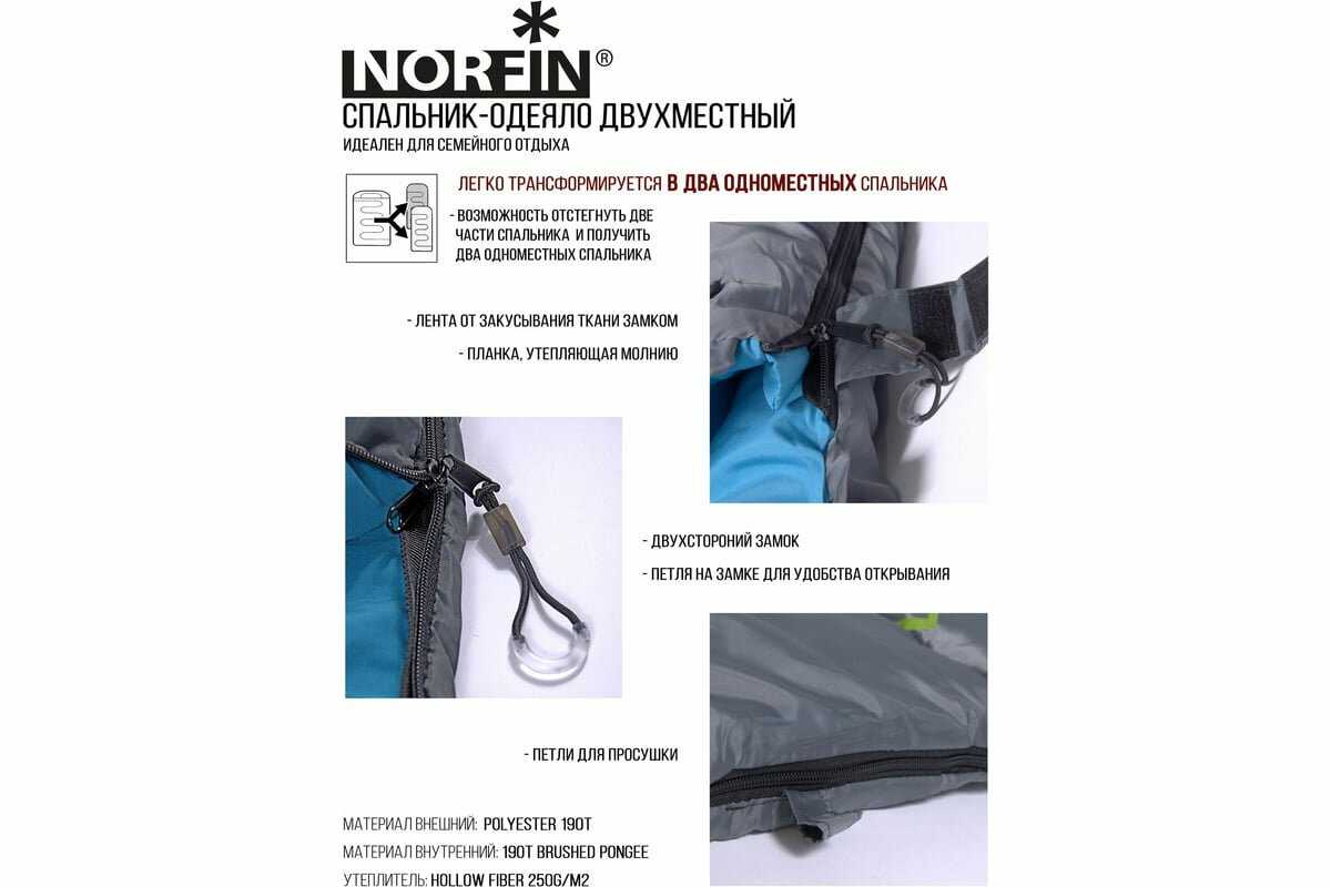Мешок-одеяло спальный Norfin ALPINE COMFORT DOUBLE 250 фотография 10