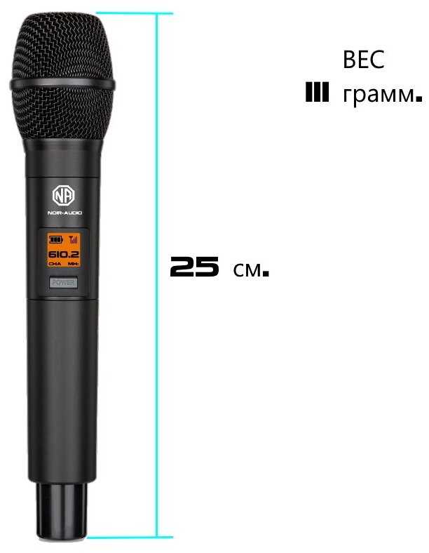 Беспроводной микрофон для живого вокала и караоке NOIR-audio NX 200 H/B с головным микрофоном и ручным микрофоном фотография 6