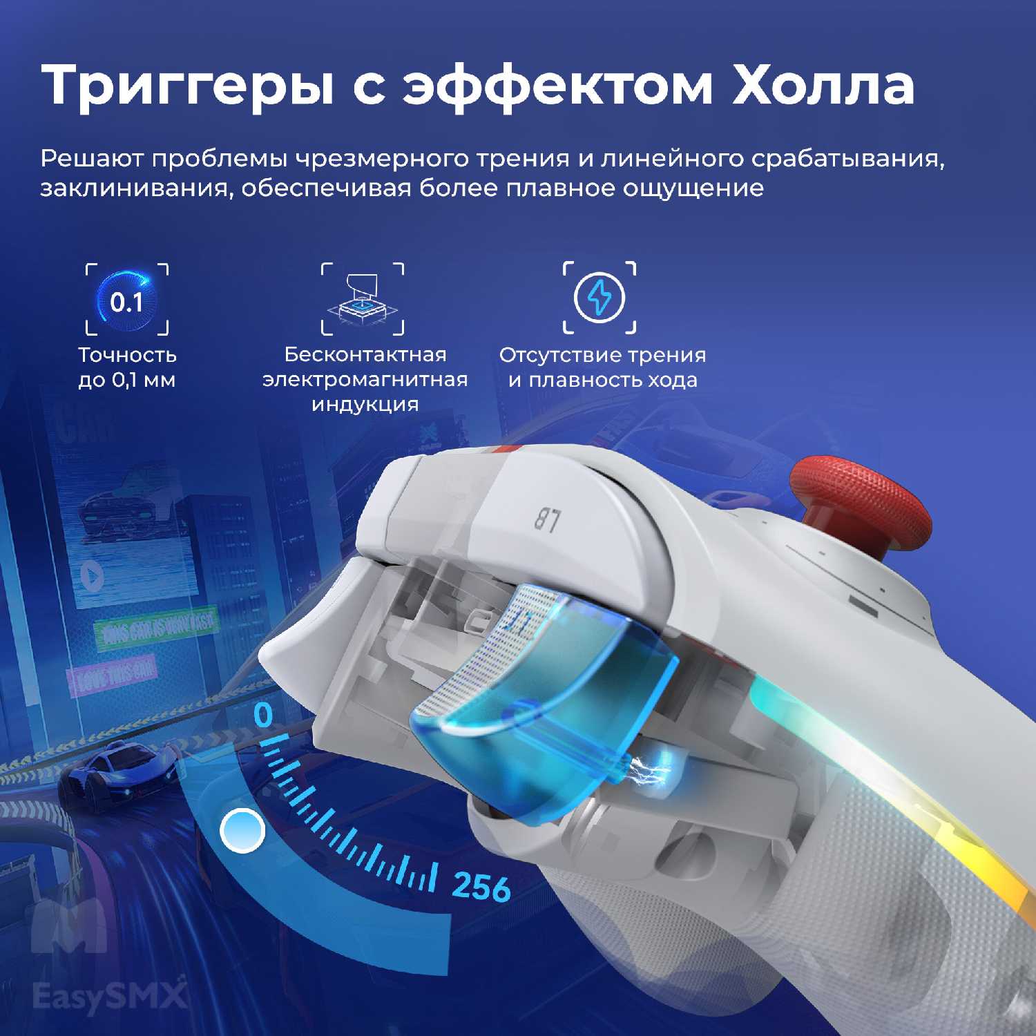 Беспроводной геймпад EasySMX X15 с RGB подсветкой / датчики Холла на триггерах/стиках (VG-C448) фотография 13