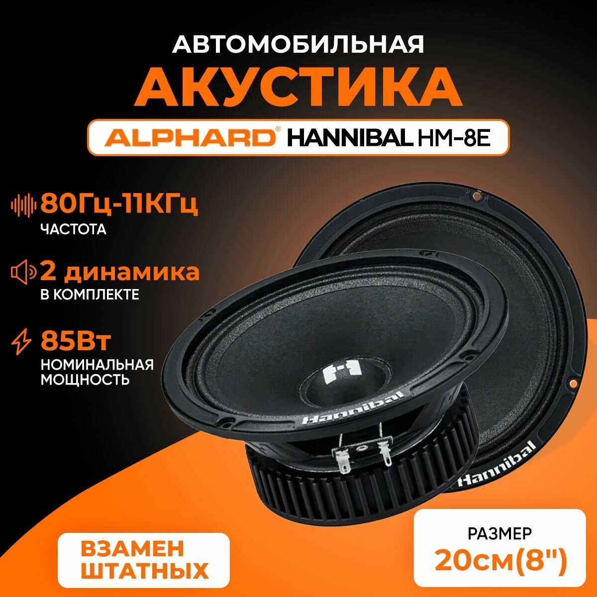 Автомобильные динамики Alphard Hannibal HM-8E (20 см)