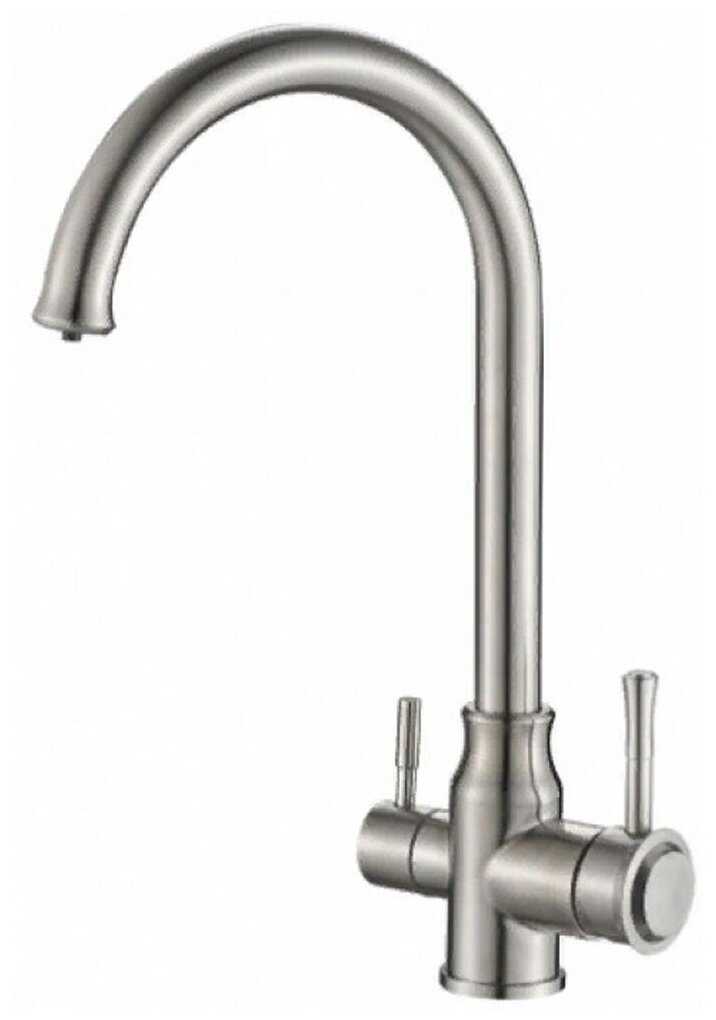 Смеситель для кухни (мойки) STEEL HAMMER SH 763 INOX, рычажный фотография 4