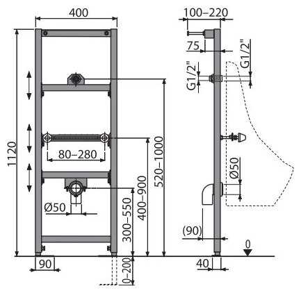 Рамная инсталляция Alcadrain A107/1120 фотография 7