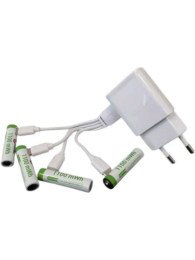 Аккумуляторы нет бренда AAA 1100mAh с кабелем Type-C фотография 9