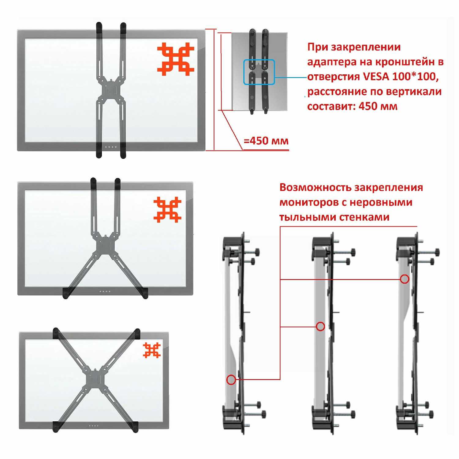 Адаптер UniTeki NO VESA (FP2N) фотография 4