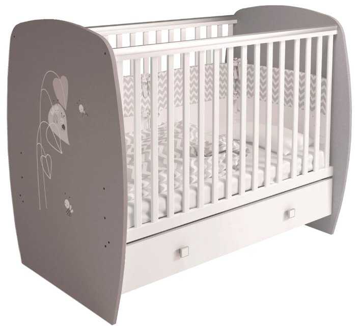 Кроватка Polini French 710, Amis, с ящиком, белый-серый фотография 1