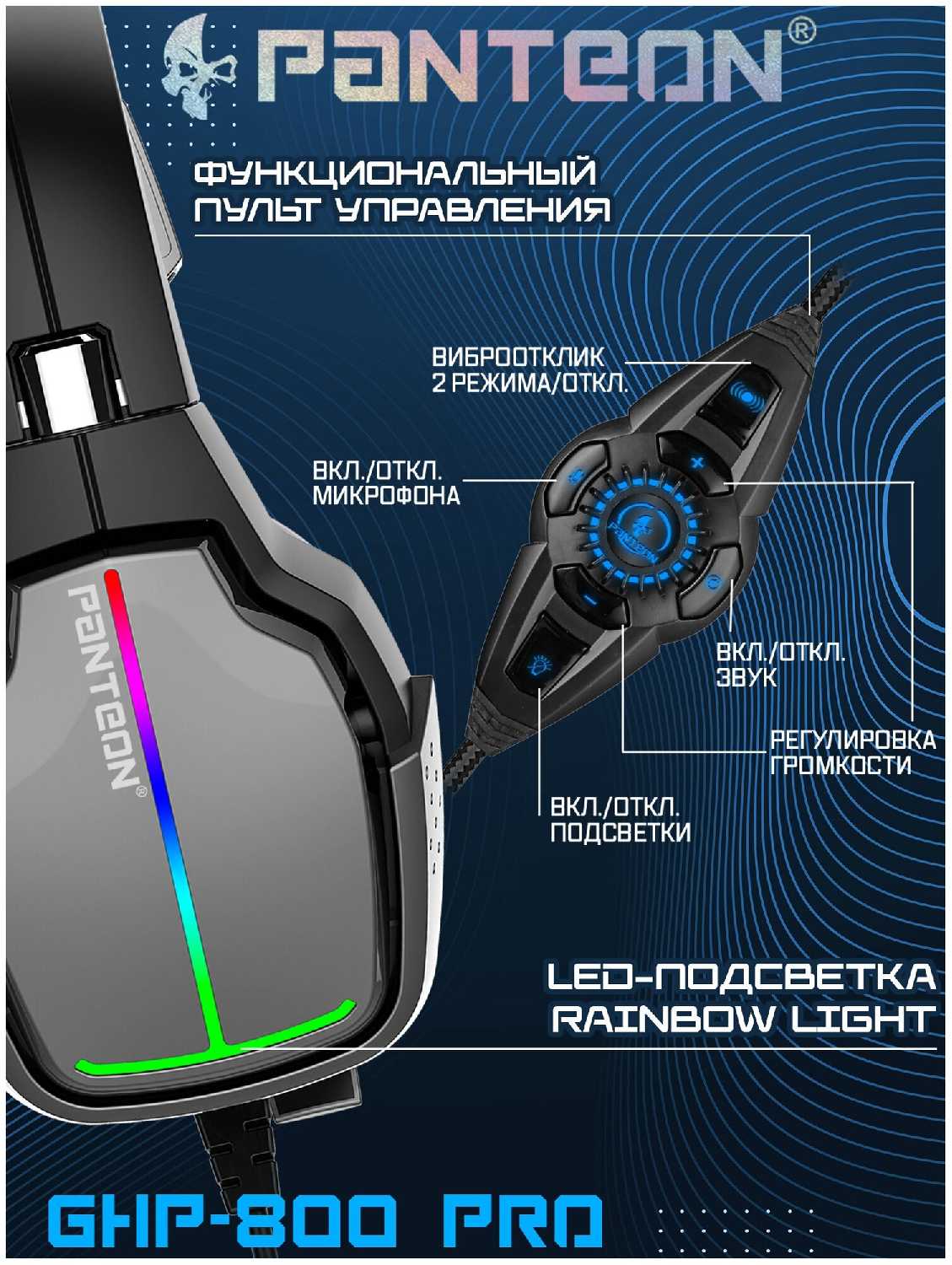 Игровые наушники PANTEON GHP-850 PRO (USB-подключение, LED-подсветка, VIRTUAL SURROUND SOUND 7.1, съемный микрофон, фирменное ПО) фотография 20
