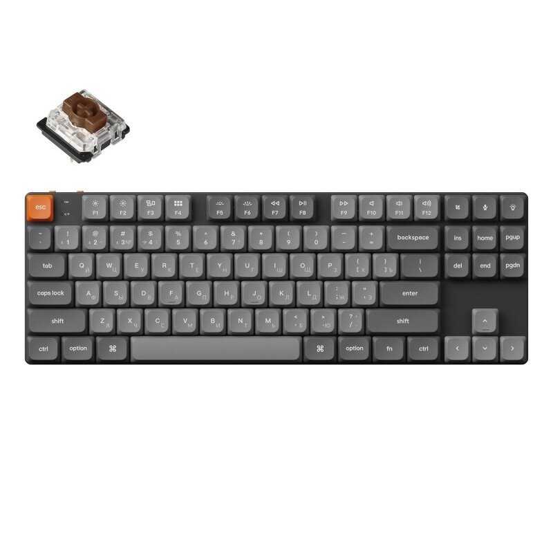 Беспроводная механическая клавиатура Keychron K1 Max [QMK, 87 клавиш, Hot Swap, RGB-подсветка, Gateron Red Switch]