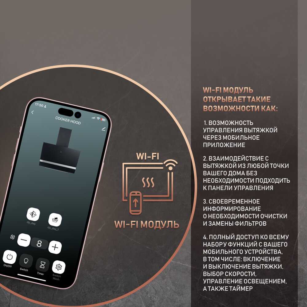 Кухонная встраиваемая вытяжка Weissgauff Aura 1350 WH Premium Touch Inverter Wi-Fi фотография 19