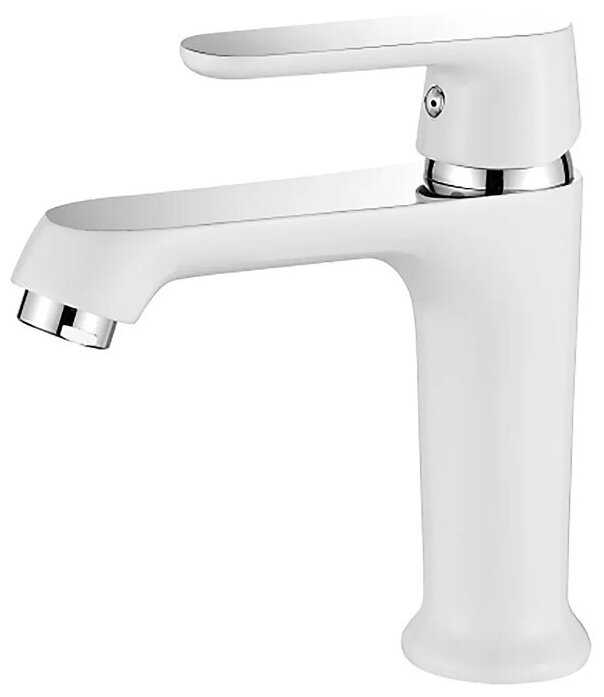 Однорычажный смеситель для раковины (умывальника) Ledeme L1077W белый/хром, латунь