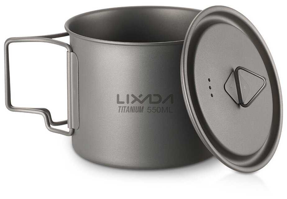 Кружка титановая туристическая 550мл с крышкой, походная, для кемпинга фотография 2