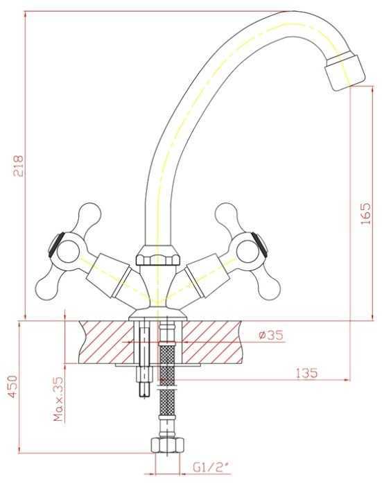 Смеситель для кухни (мойки) Zollen DO75420311, вентильный фотография 1