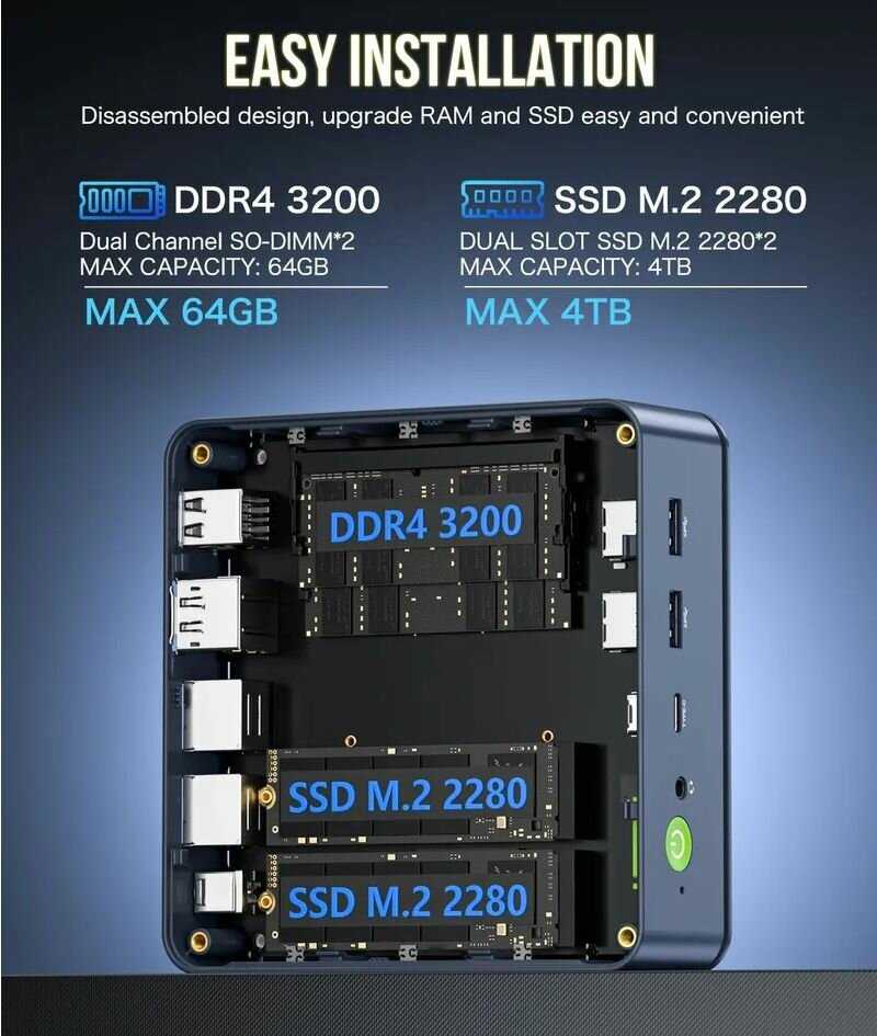 Мини ПК GMKtec Mini PC (AMD Ryzen 7 5825U) фотография 3