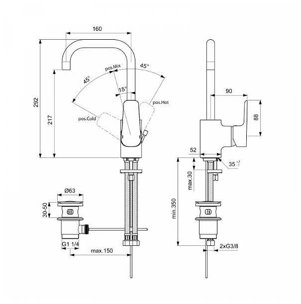 Смеситель для раковины (умывальника) Ideal STANDARD Ceraplan III B 0706 AA, рычажный фотография 2
