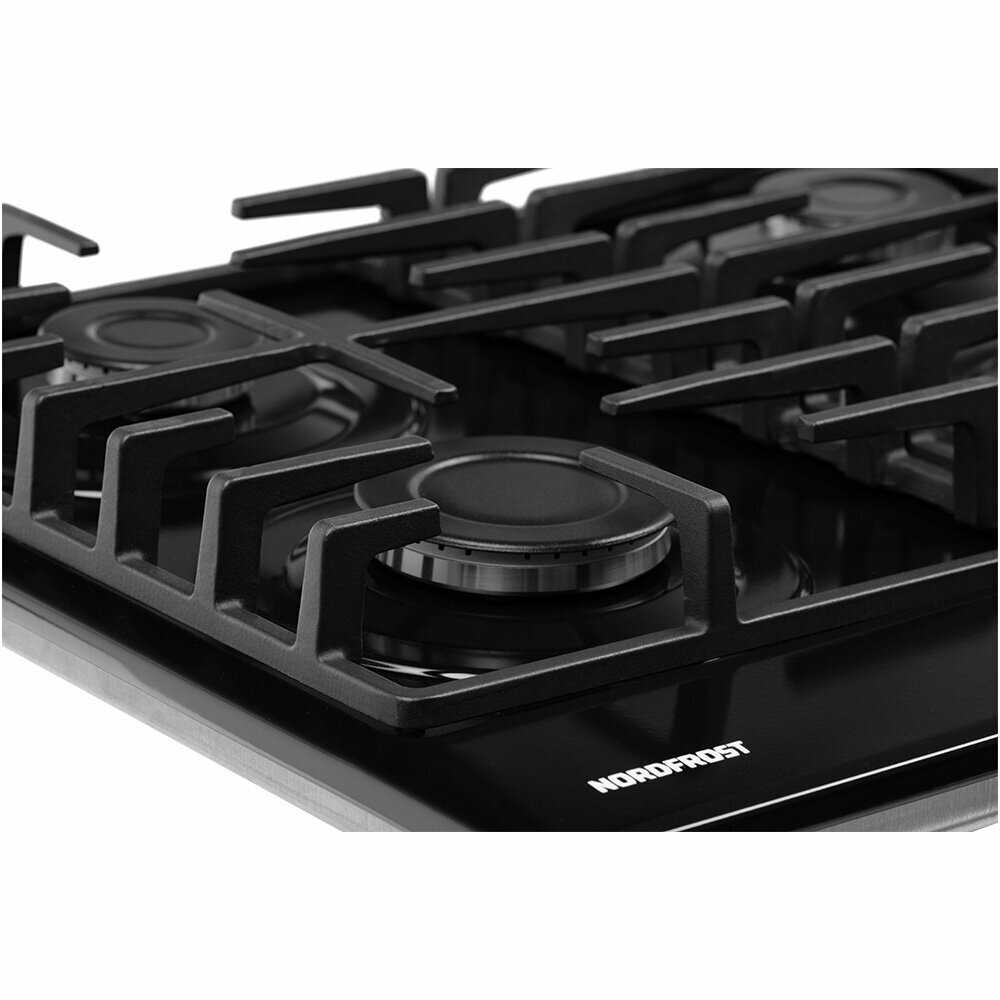 Газовая варочная поверхность NORDFROST HS 6043 B (чугун решетки, газ-контроль) фотография 12