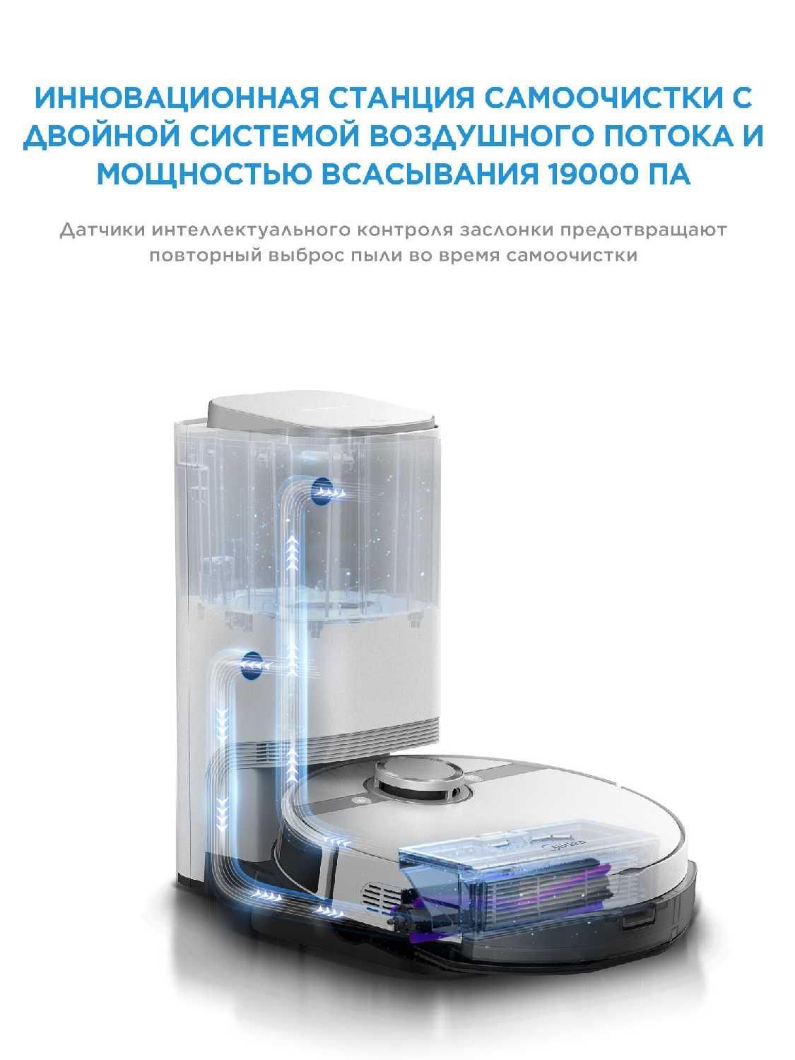Робот-пылесос Midea S8+ с базой самоочистки и электролизом, Wi-Fi, LiDAR фотография 4