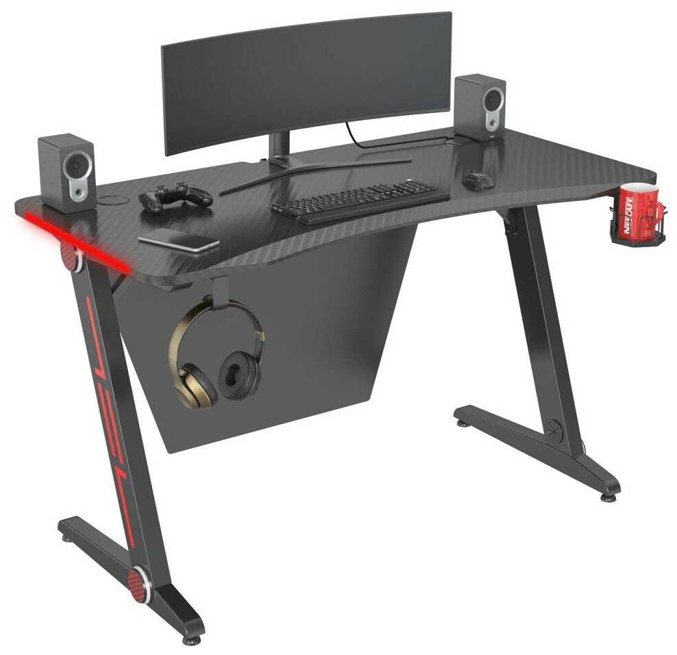 Стол игровой Cactus CS-GTZ-BK-CARBON-RED столешница МДФ карбон каркас черный фотография 12