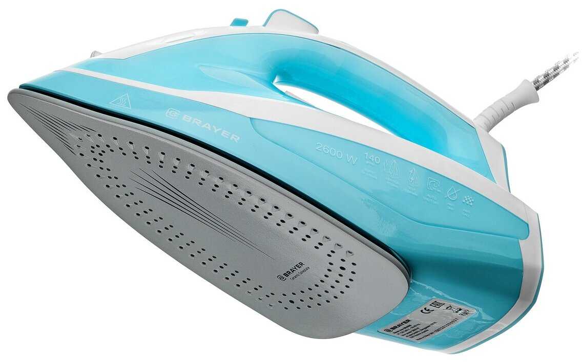 Паровой утюг BRAYER BR4000 2600 Вт, керамич. автооткл, пар 140 г/м LED, антикапля, cпрей. фотография 6