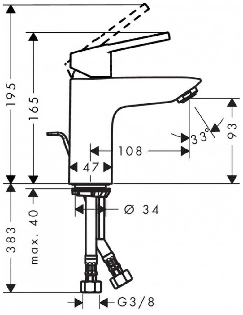 Смеситель для ванны hansgrohe Logis Loop 71154000, рычажный фотография 3