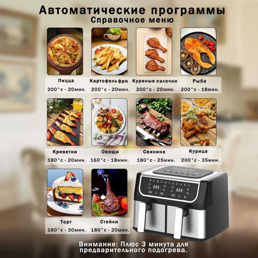 Аэрогриль электрический 12 литров с двумя чашами, Воздушная Аэрофритюрница с мощностью 3400ВТ фотография 2