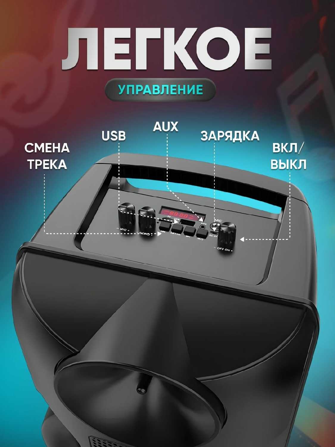 Большая колонка Акустическая система 8202A с Bluetooth, AUX, TF, Микрофоном, Радио фотография 7