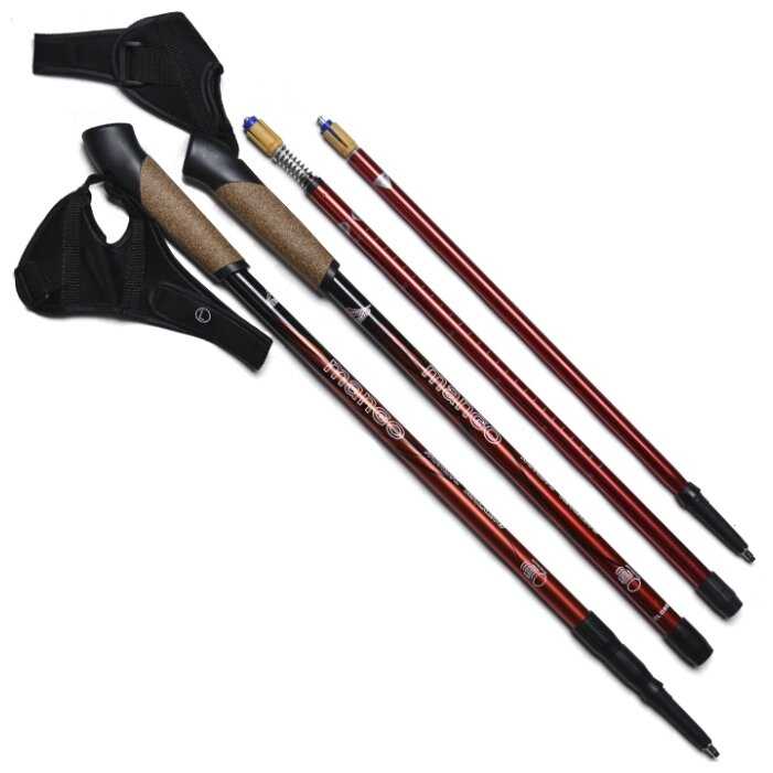 Палки для скандинавской ходьбы со сменными комплектующими телескопические MANGO Телескопические алюминиевые в наборе с аксессуарами, чехлом и шагомером фотография 2