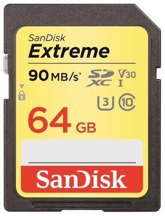 Карта памяти SanDisk Extreme SDXC UHS Class 3 V30 90MB/s