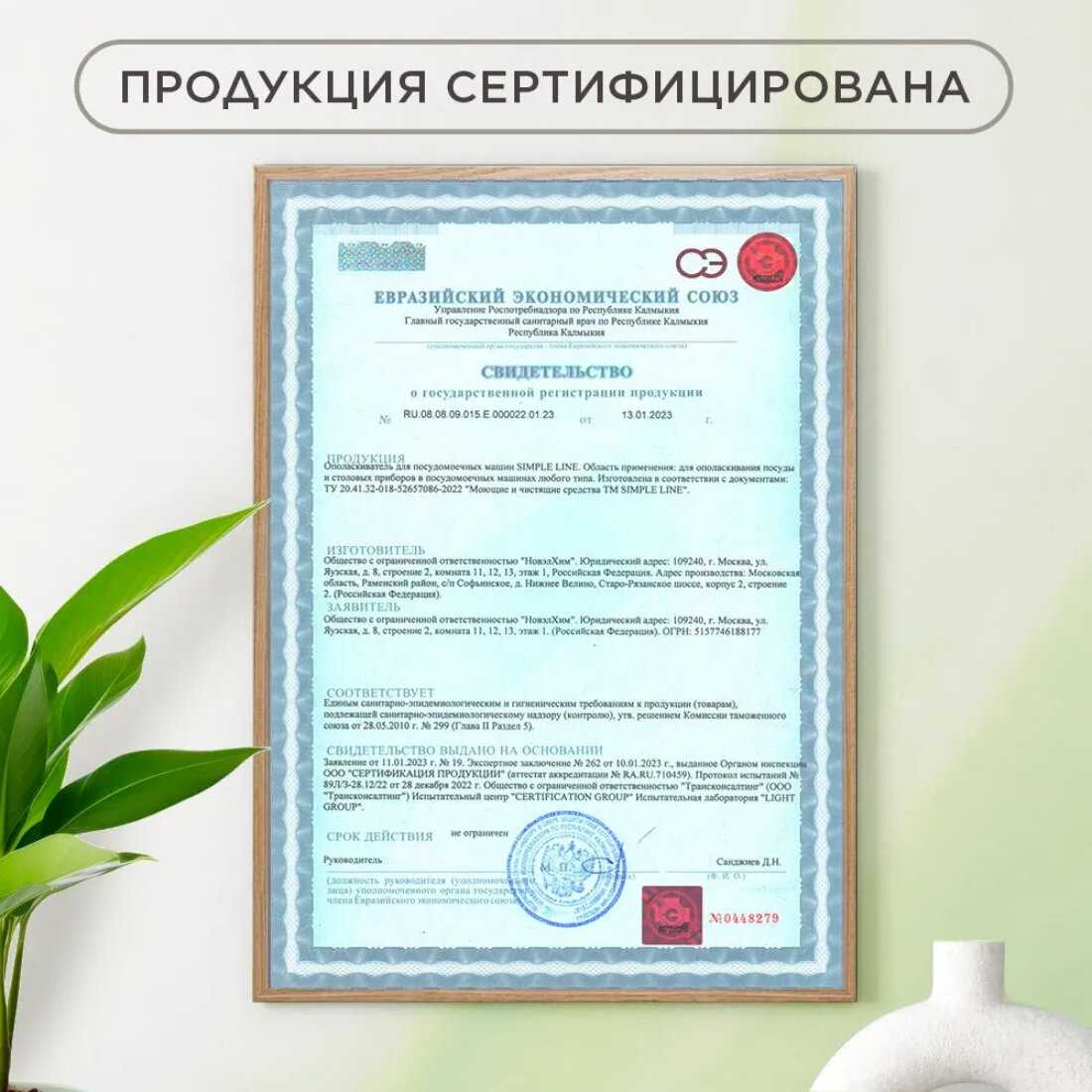 Ополаскиватель кондиционер средство для посудомоечной машины SIMPLE LINE 8 Premium (1 литр) фотография 5