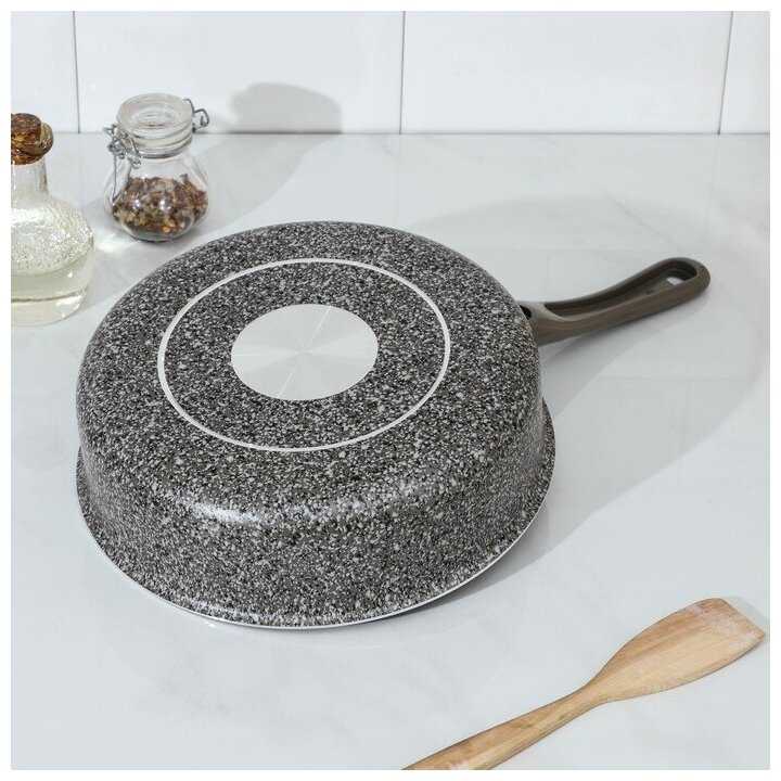 Сотейник Onyx, d=24 см, съёмная ручка, стеклянная крышка, антипригарное покрытие, цвет серый фотография 2